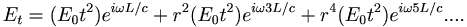 E_t = (E_0 t^2) e^{i \omega L/c} + r^2 (E_0 t^2) e^{i \omega 3L/c}  + r^4 (E_0 t^2) e^{i \omega 5L/c} .... \,